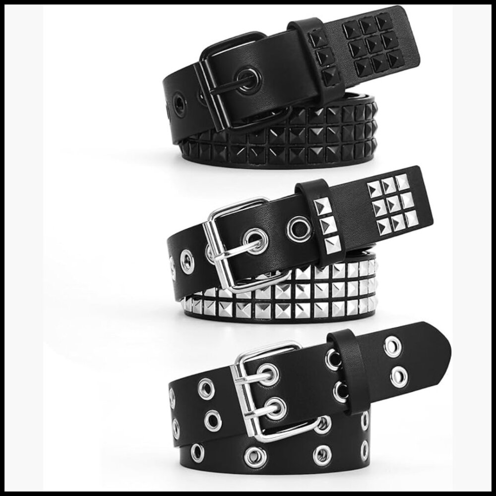 Studded Belt Punk Rock Rivet Belt Artificial Leather Metal Adjustable